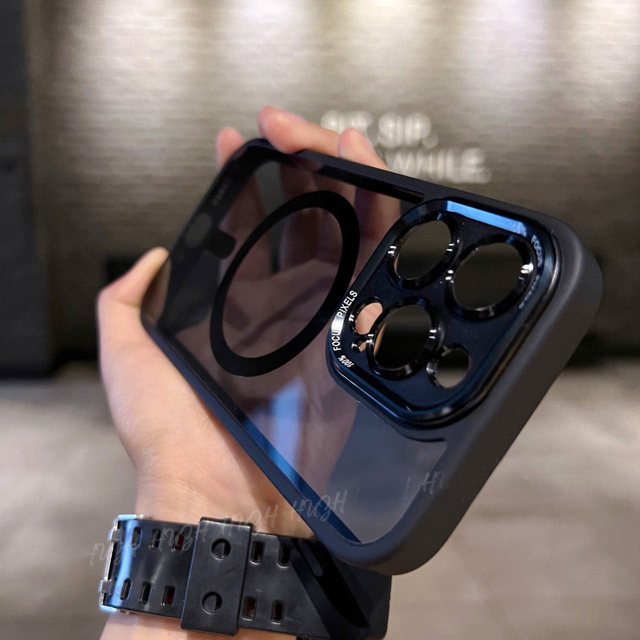 Metal Lens Transparent Magnetic Case for iPhone 15 Pro Max