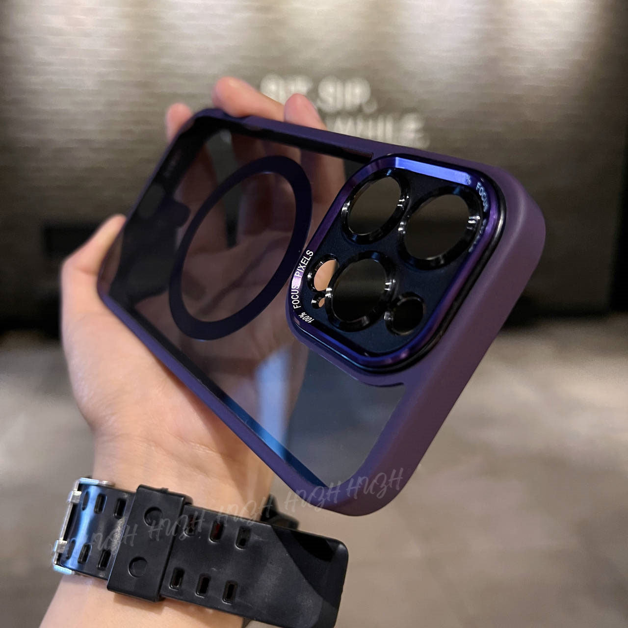 Metal Lens Transparent Magnetic Case for iPhone 15 Pro Max
